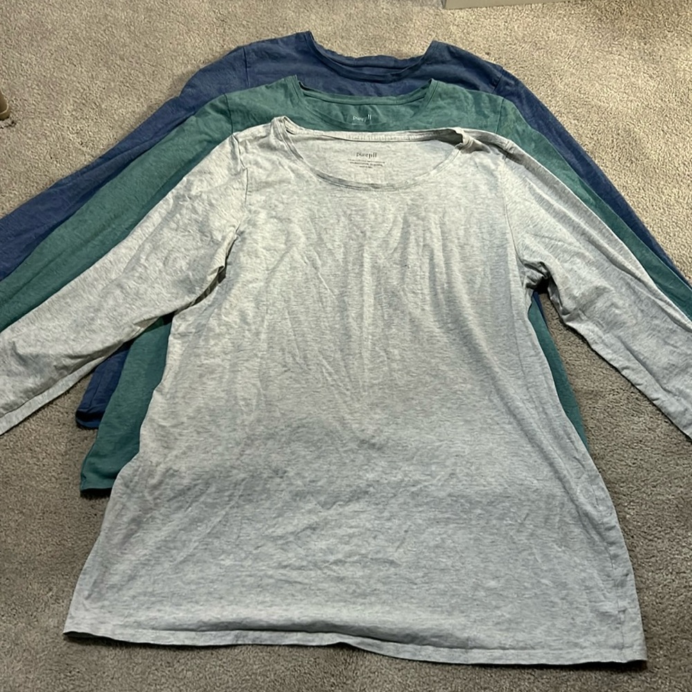 J. Jill Long Sleeve Tees in Gray, Green, and Blue LOT